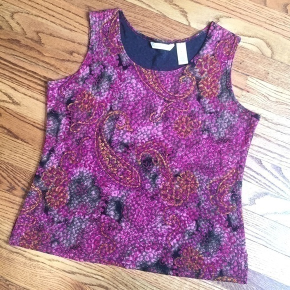Vintage French Laundry Pink Paisley Professional Sleeveless Tank Top - L